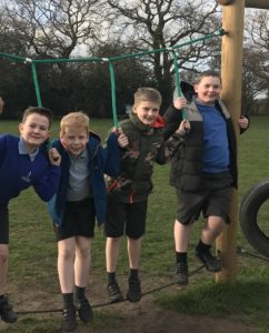 group of y6 children playing outside